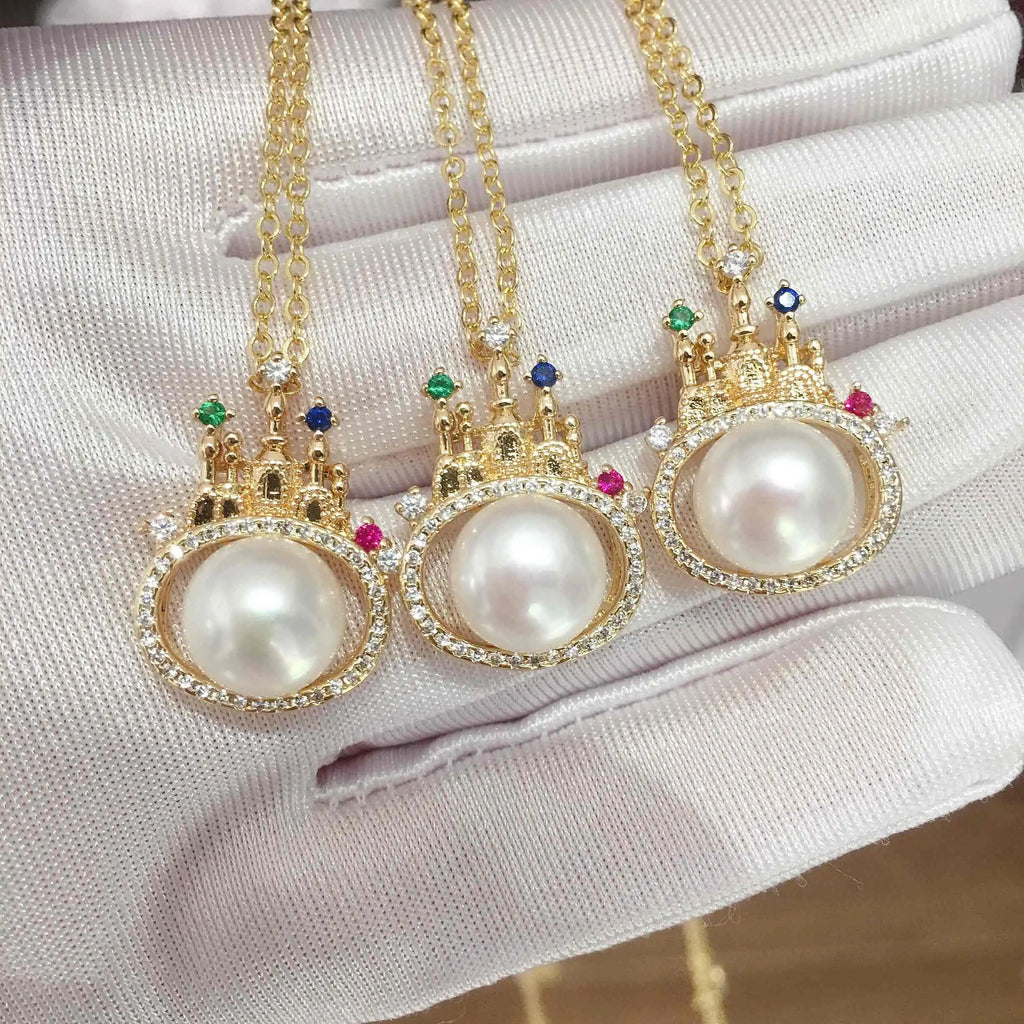 ZHBORUIN Colored Castle Pearl Pendant Necklace