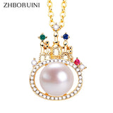 ZHBORUIN Colored Castle Pearl Pendant Necklace