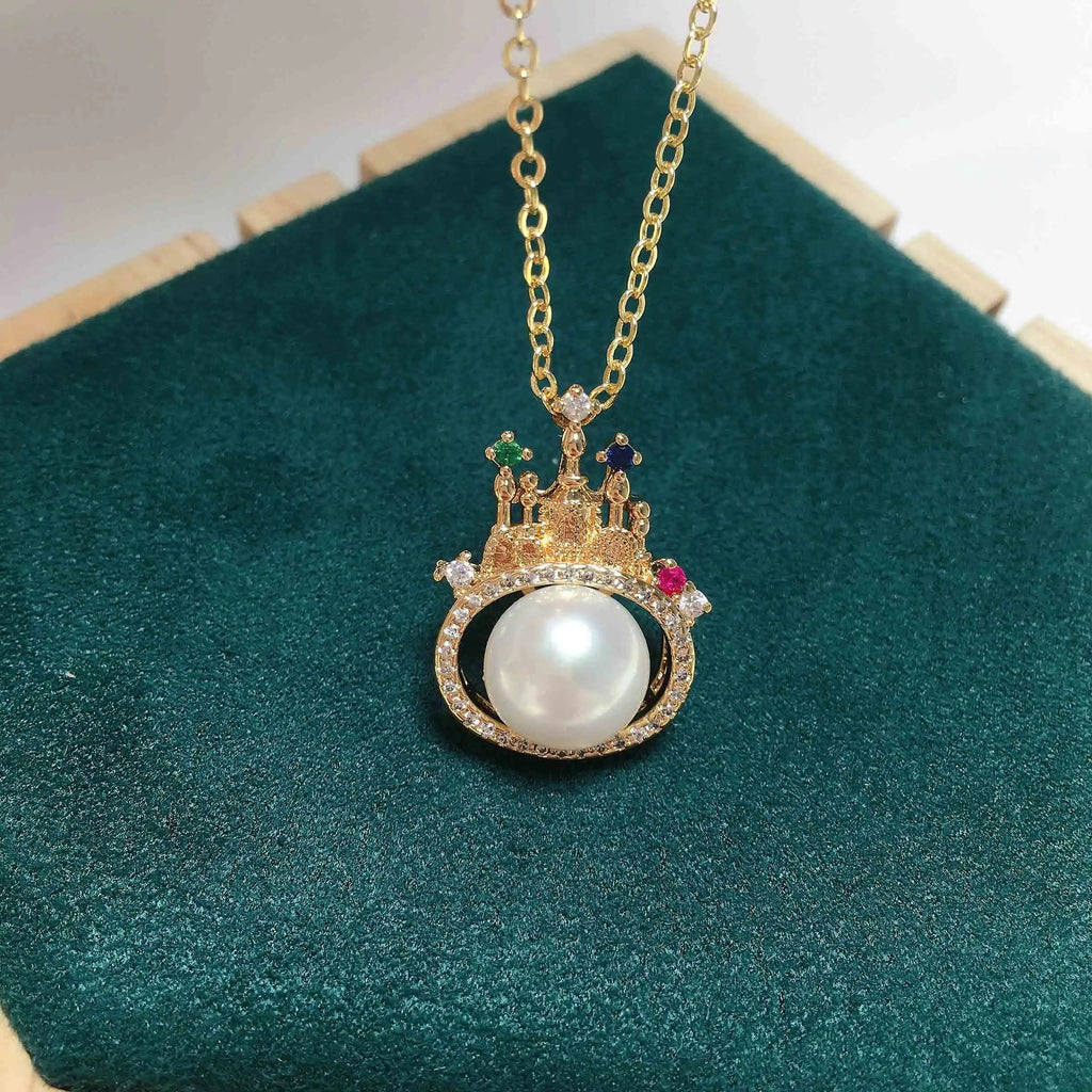 ZHBORUIN Colored Castle Pearl Pendant Necklace