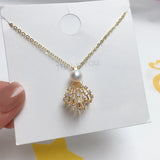 ZHBORUIN Pearl Necklace 100% Natural 14k Women's Choker Pendant Jewelry