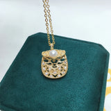 ZHBORUIN Pearl Necklace Handbag Shape 14k Plating Women Choker Pendant