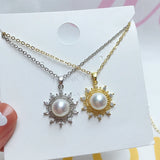 ZHBORUIN Pearl Necklace Freshwater Pearl Sun Light Pendant Choker 14k Plating