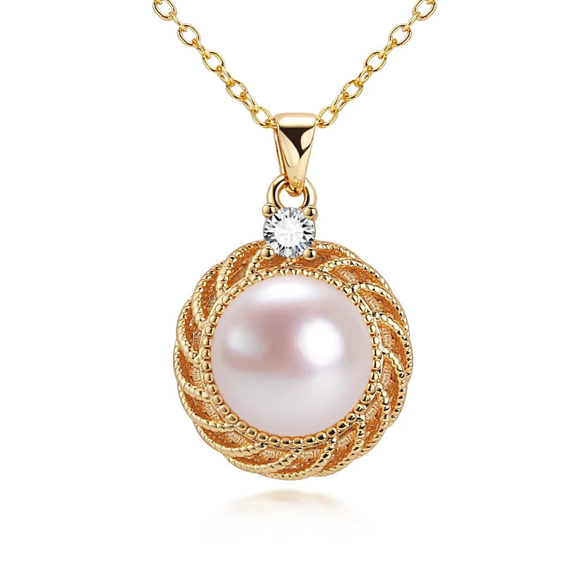 ZHBORUIN 14k Filled Choker Pendant Pearl Necklace