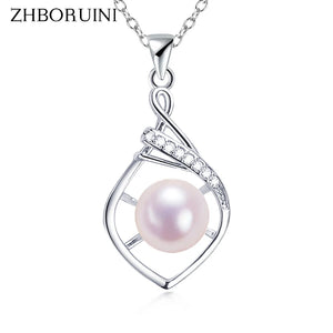 Genuine Pearl Pendant 925 Silver Choker Necklace