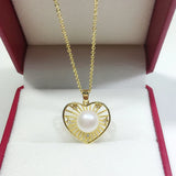 ZHBORUIN Heart Necklace Freshwater Pearl Pendant Wedding Gift