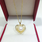 ZHBORUIN Heart Necklace Freshwater Pearl Pendant Wedding Gift