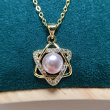 ZHBORUIN Hexagram Star Pearl Pendant 925 Silver Necklace