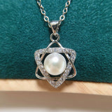 ZHBORUIN Hexagram Star Pearl Pendant 925 Silver Necklace