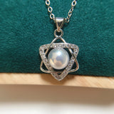 ZHBORUIN Hexagram Star Pearl Pendant 925 Silver Necklace