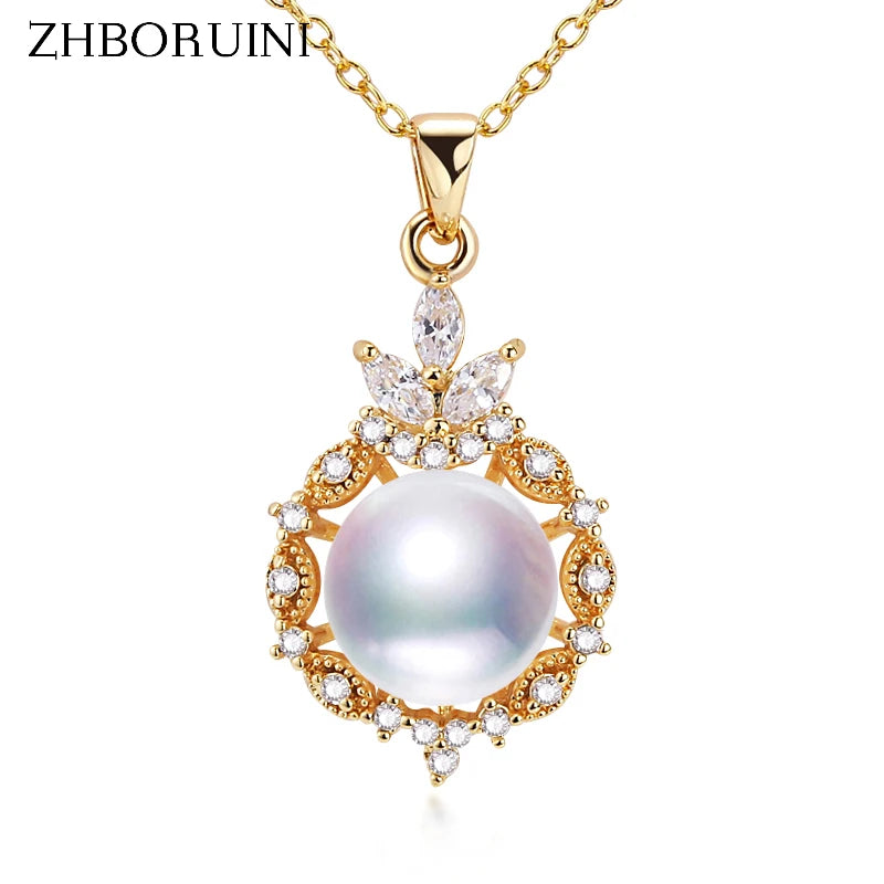 ZHBORUIN High Pearl Necklace Natural Pearl Women Choker Wedding Jewelry