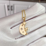 ZHBORUIN Shell Moon Pearl Pendant Necklace 18K Plating