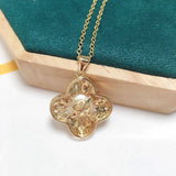 ZHBORUIN Clover Pearl Pendant Necklace 18K Plating