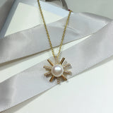 Freshwater Pearl Sliver Choker Necklace Pendant For Women Gift