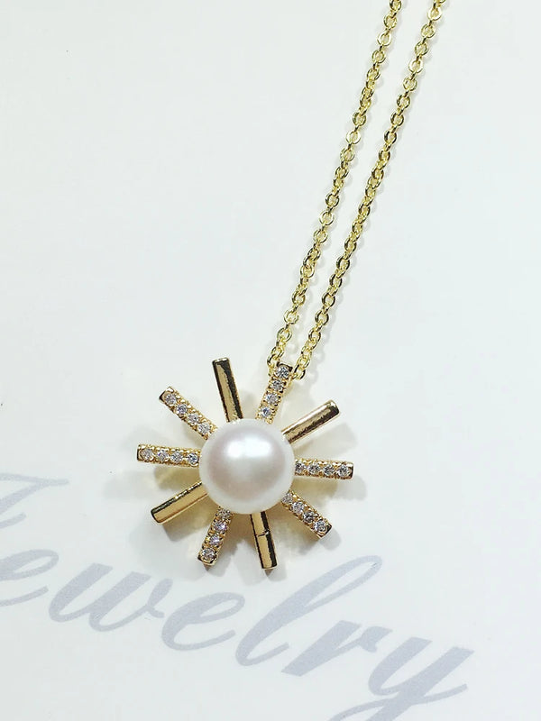 Freshwater Pearl Sliver Choker Necklace Pendant For Women Gift