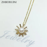 Freshwater Pearl Sliver Choker Necklace Pendant For Women Gift