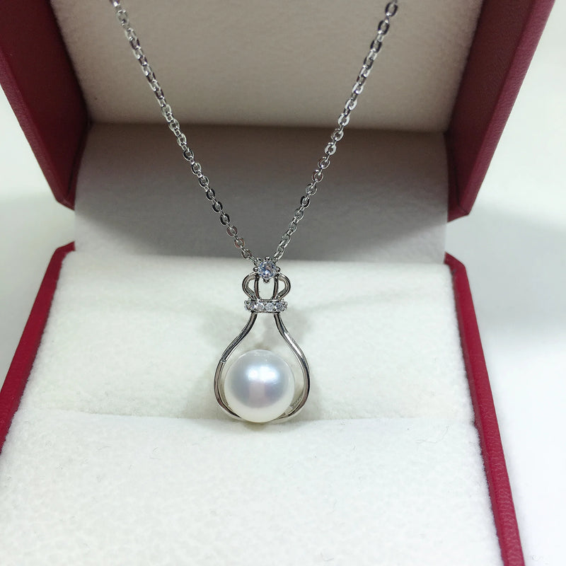 ZHBORUIN Sliver Pearl Necklace Women Wedding Party Gift