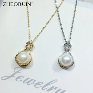 ZHBORUIN Sliver Pearl Necklace Women Wedding Party Gift