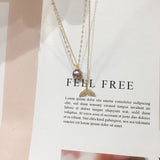 ZHBORUIN Double-deck Fish Tail Purple Freshwater Pearl Necklace