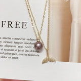 ZHBORUIN Double-deck Fish Tail Purple Freshwater Pearl Necklace
