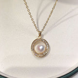 Freshwater Pearl Necklace 14k Filled Zircon Pendant Choker Exquisite Woman Jewel