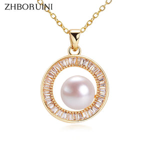 Freshwater Pearl Necklace 14k Filled Zircon Pendant Choker Exquisite Woman Jewel