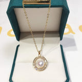 Freshwater Pearl Necklace 14k Filled Zircon Pendant Choker Exquisite Woman Jewel