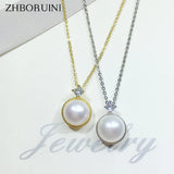 ZHBORUIN Freshwater Pearl Pendant Necklace