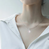 ZHBORUIN Zircon Clover Pearl Pendant Necklace for Women