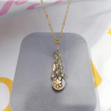 Zircon Tassel Pearl Pendant Necklace 18K Plating Jewelry for Women