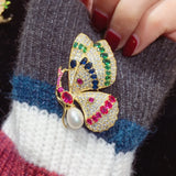 Freshwater Pearl Brooch Court Style Butterfly Brooch