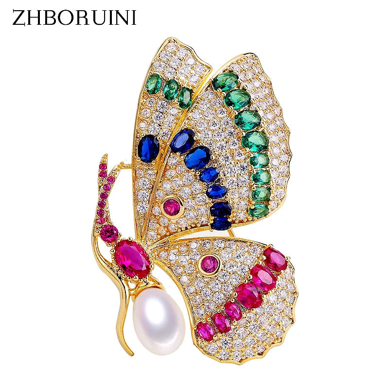 Freshwater Pearl Brooch Court Style Butterfly Brooch