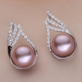 Freshwater Pearl Feather Earrings 925 Silver Princess Style Jewelry