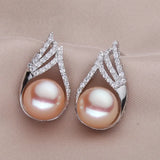 Freshwater Pearl Feather Earrings 925 Silver Princess Style Jewelry