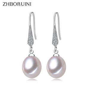 Freshwater Pearl Drop Earrings 925 Silver Women Gift