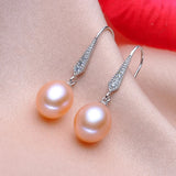 Freshwater Pearl Drop Earrings 925 Silver Women Gift