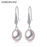 Freshwater Pearl Drop Earrings 925 Silver Women Gift