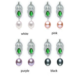 Feather Water Drop Pearl Earrings 925 Silver Jewelry