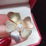 Italian Tech Freshwater Pearl Brooch Tricolor Jewelry