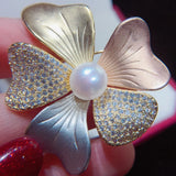 Italian Tech Freshwater Pearl Brooch Tricolor Jewelry