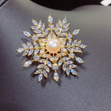 Natural Freshwater Pearl Snowflake Brooch, Women's Pearl Jewelry