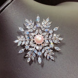 Natural Freshwater Pearl Snowflake Brooch, Women's Pearl Jewelry