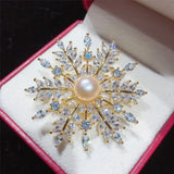 Natural Freshwater Pearl Snowflake Brooch, Women's Pearl Jewelry