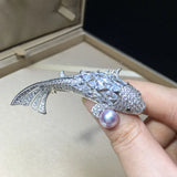 Freshwater Pearl Zircon Lucky Carp Brooch Pearl Jewelry For Women Gift