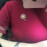 Natural Freshwater Pearl Big Zircon Sun Flower Brooch