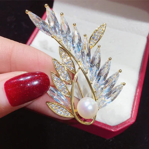 Freshwater Pearl Brooch Austria Crystals Creative Brooch Pins
