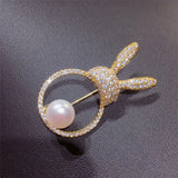 Freshwater Pearl Totoro Brooch Sparkling Zircon Inlay Cute Leaf Design Gift