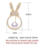 Freshwater Pearl Totoro Brooch Sparkling Zircon Inlay Cute Leaf Design Gift