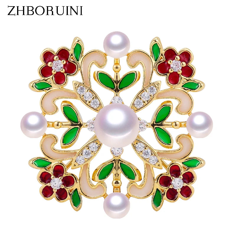 Freshwater Pearl Brooch Enamel Many Pearls Brooch Pins Pearl Jewelry For Women