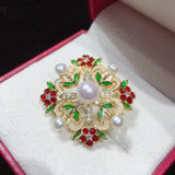 Freshwater Pearl Brooch Enamel Many Pearls Brooch Pins Pearl Jewelry For Women