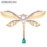 Natural Pearl Brooch Retro Dragonfly Pearl Breastpin Freshwater Pearl Jewelry